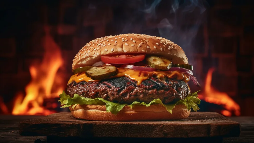 Дабл чиз — две котлеты, двойной чеддер, лук и соус